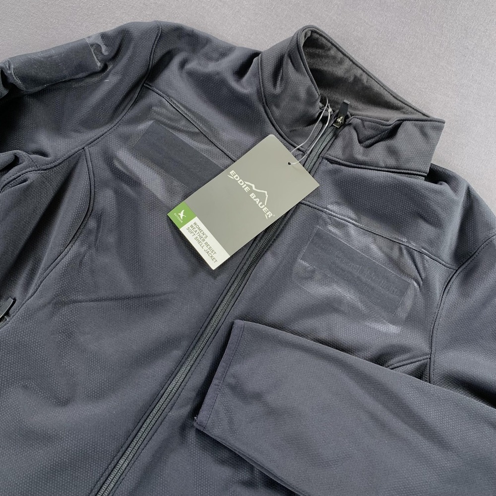 NEW Eddie Bauer Jacket Womens XL‎ Black Weather Resist Soft Shell Outdoor EB539